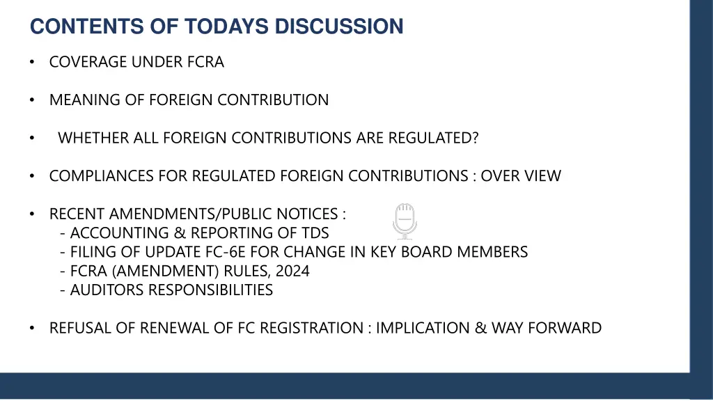 contents of todays discussion