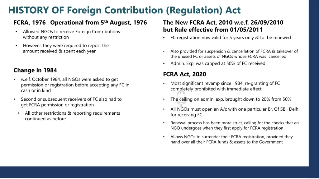 history of foreign contribution regulation