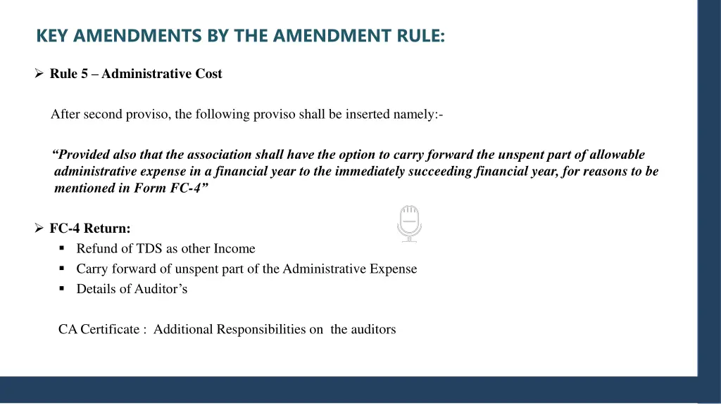 key amendments by the amendment rule
