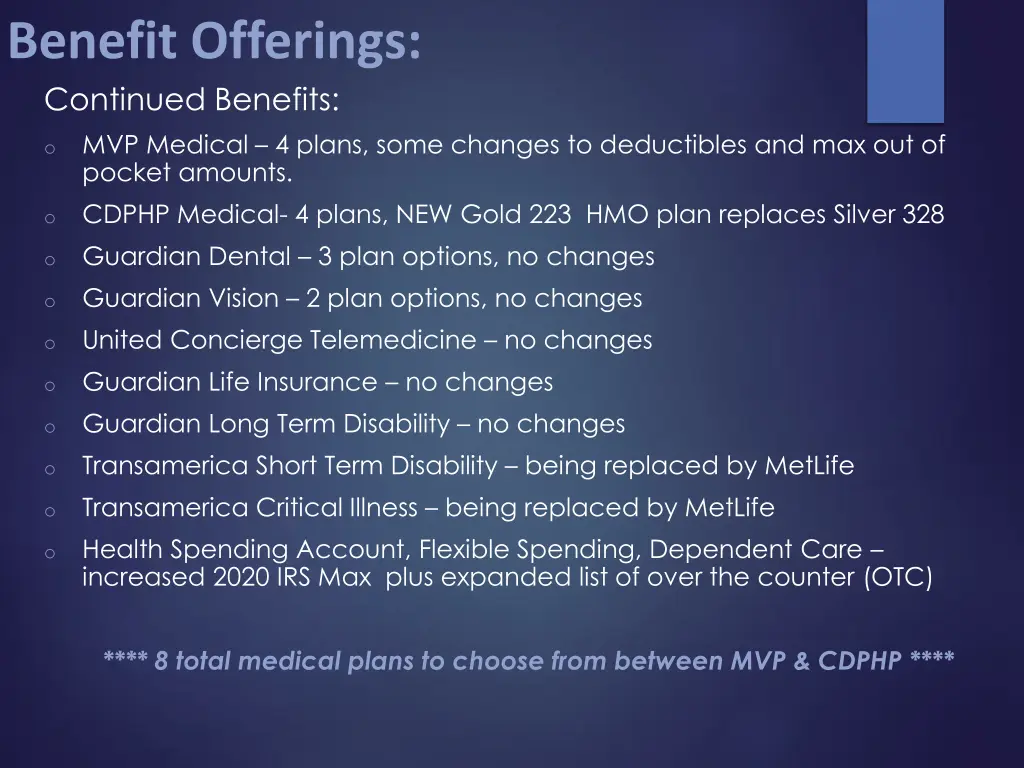 benefit offerings continued benefits mvp medical