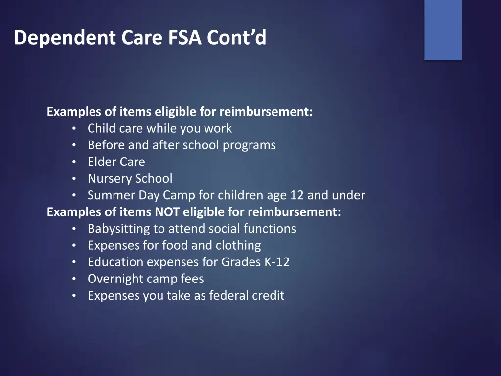 dependent care fsa cont d