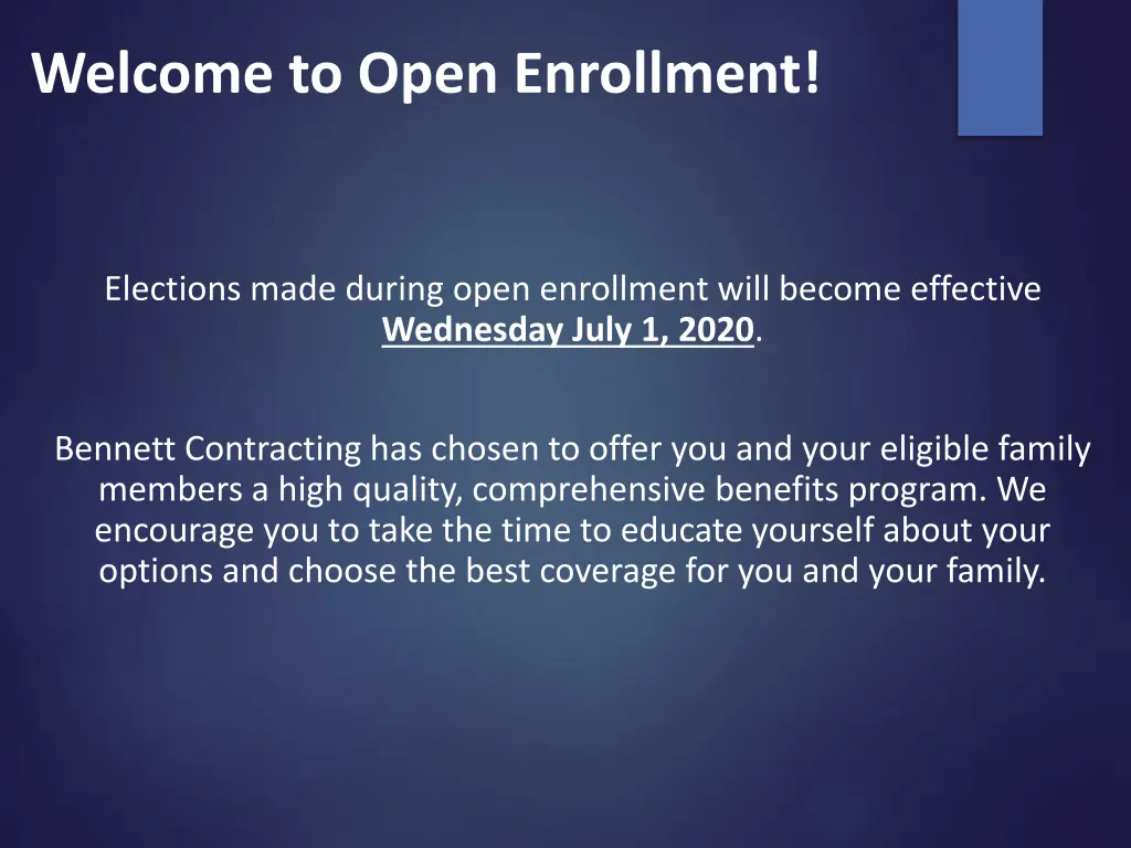 welcome to open enrollment
