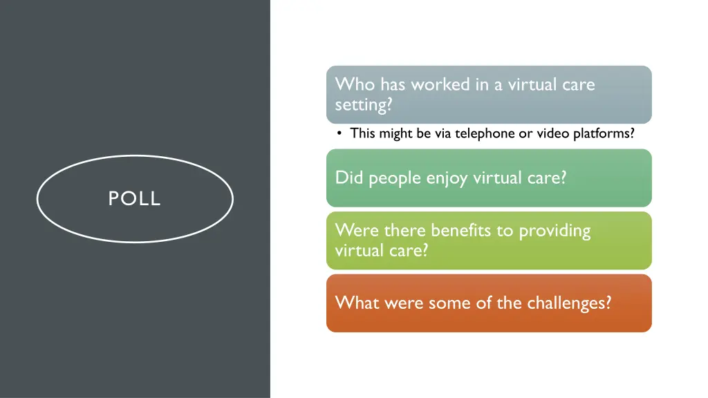 who has worked in a virtual care setting