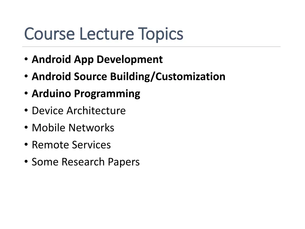 course lecture topics course lecture topics
