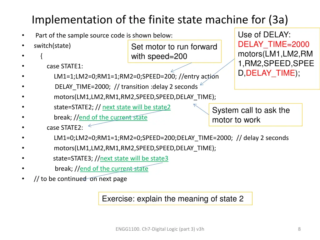 implementation of the finite state machine for 3a