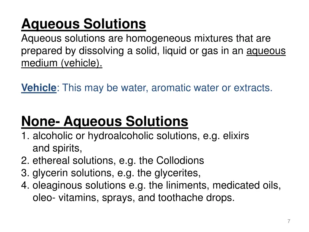 aqueous solutions aqueous solutions