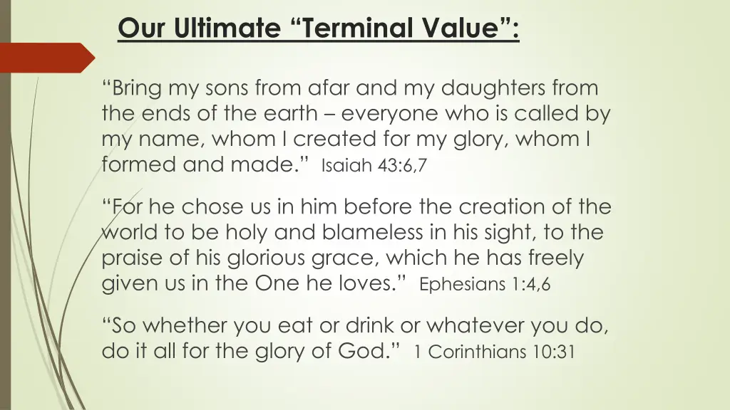 our ultimate terminal value