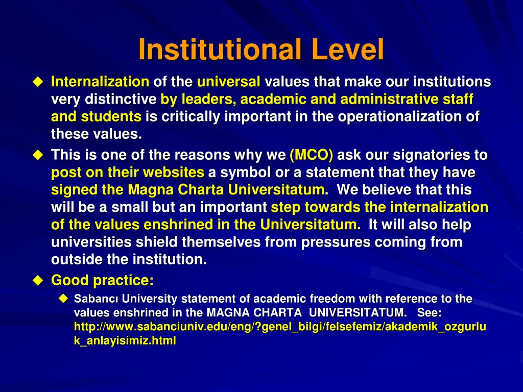 institutional level internalization