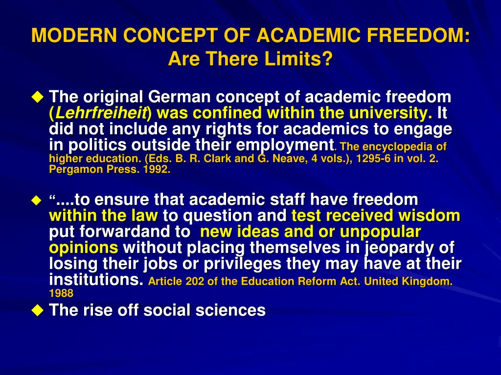 modern concept of academic freedom are there 1
