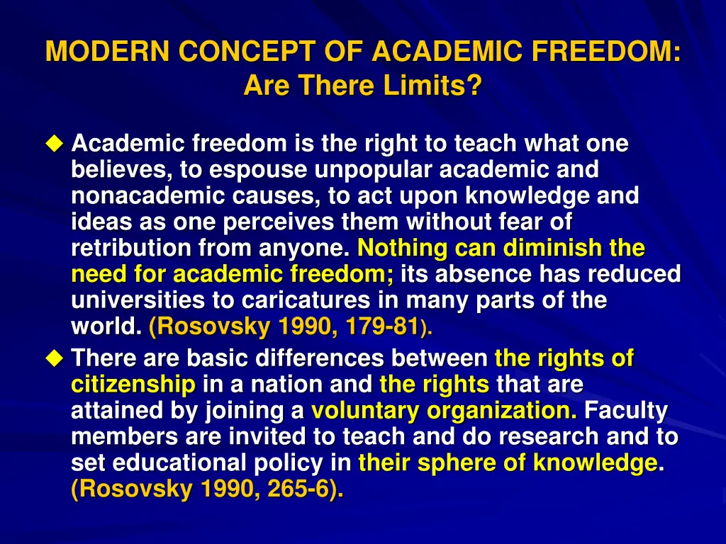 modern concept of academic freedom are there