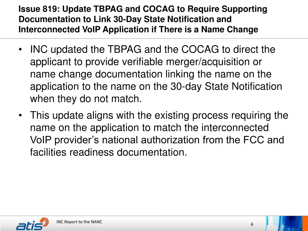 issue 819 update tbpag and cocag to require