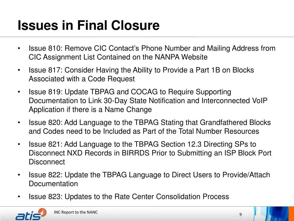 issues in final closure
