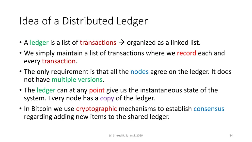 idea of a distributed ledger