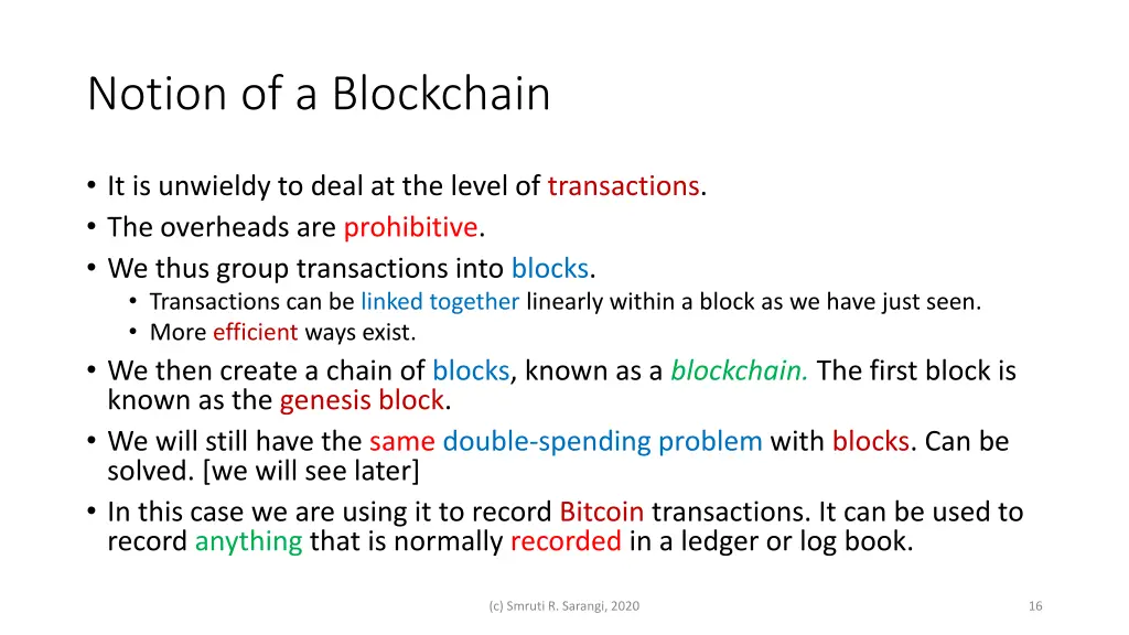 notion of a blockchain