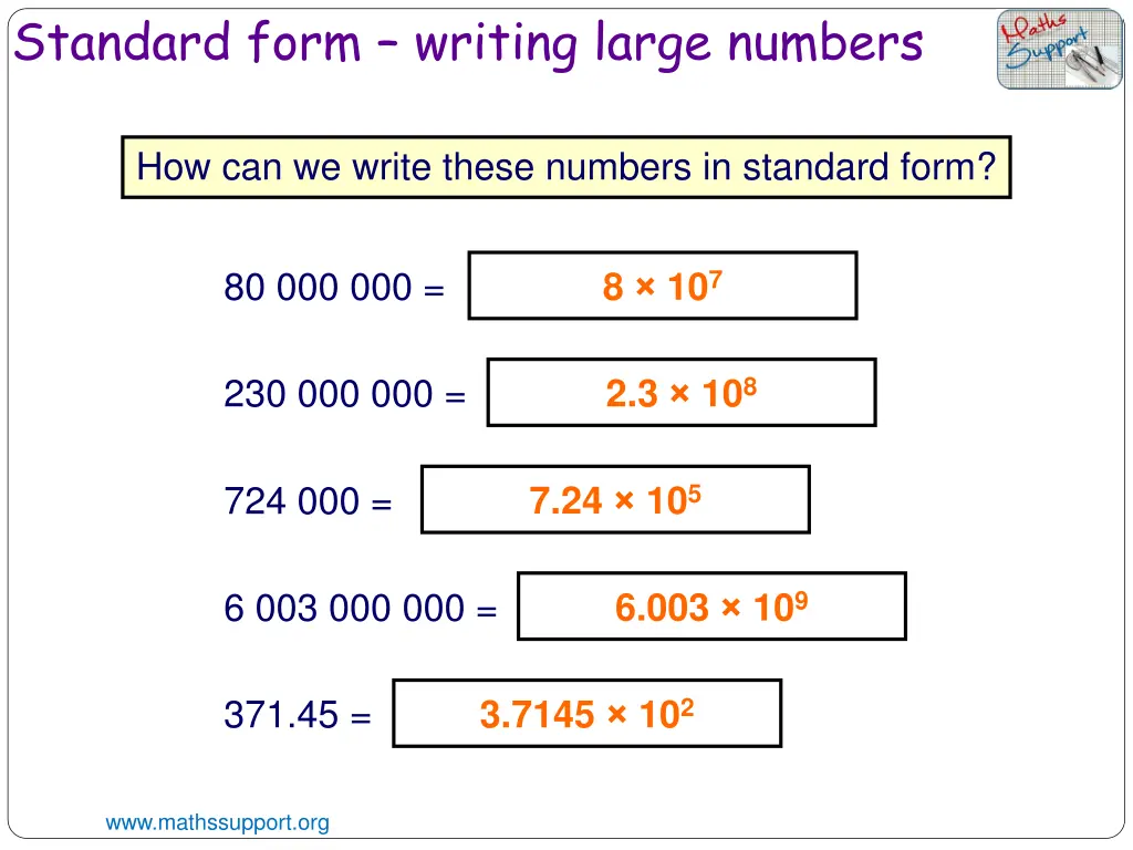 standard form writing large numbers 1