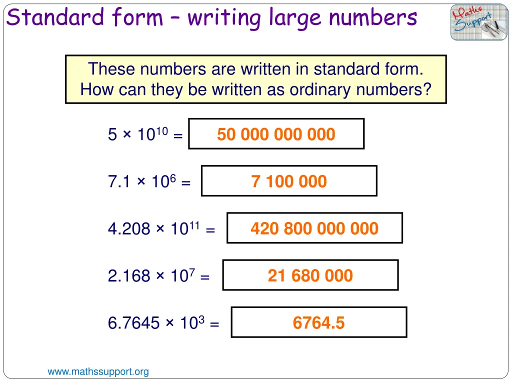 standard form writing large numbers 2