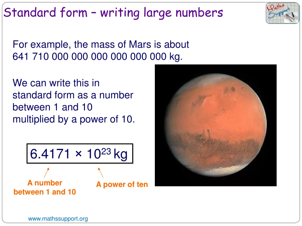 standard form writing large numbers