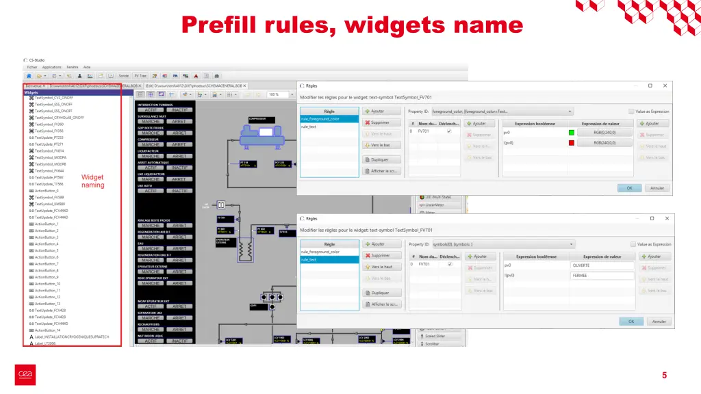 prefill rules widgets name