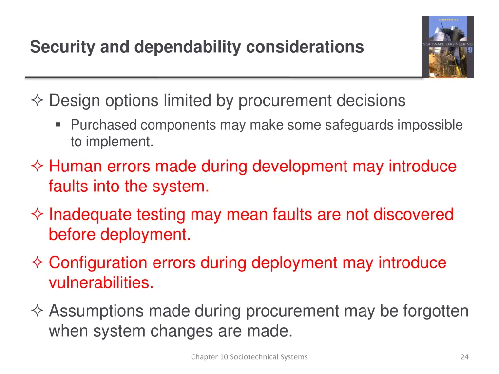 security and dependability considerations