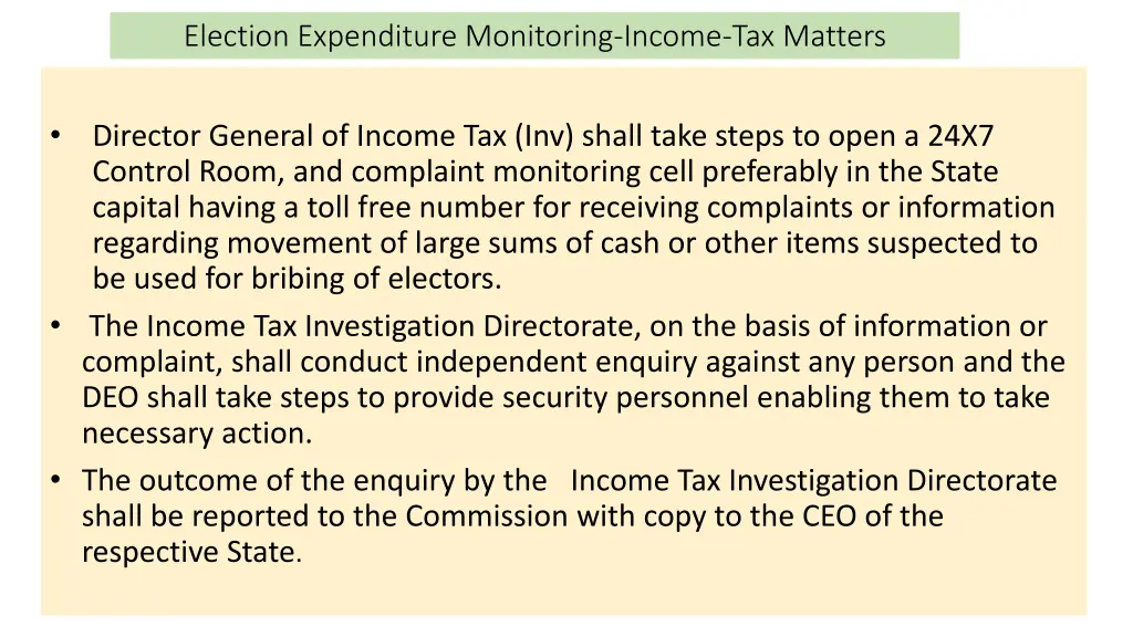 election expenditure monitoring income tax matters 4