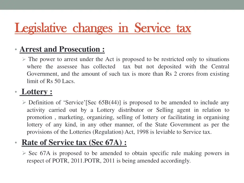 legislative changes in service tax legislative 2