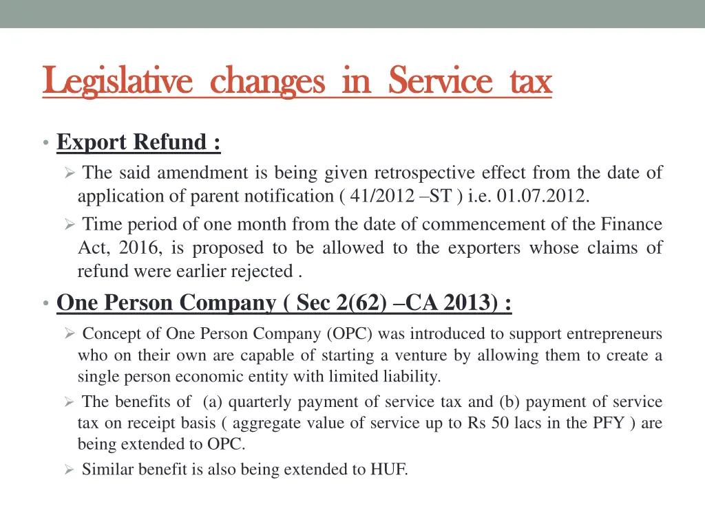 legislative changes in service tax legislative 4