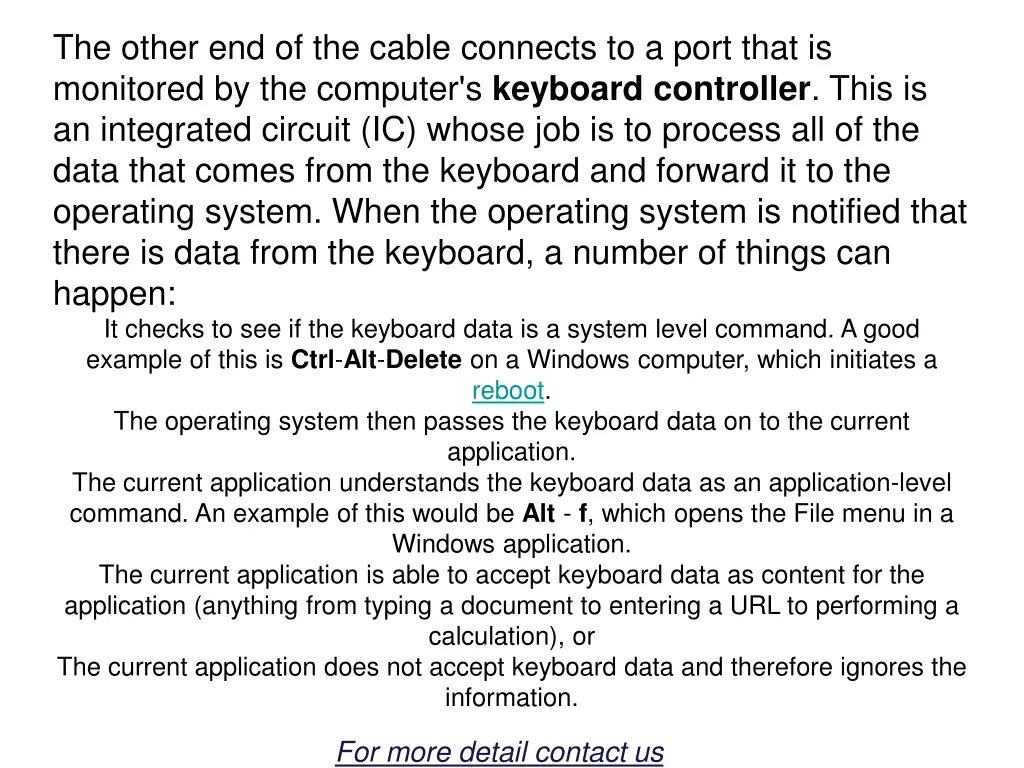 the other end of the cable connects to a port
