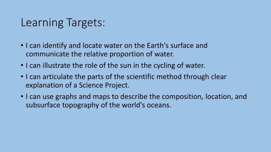 learning targets