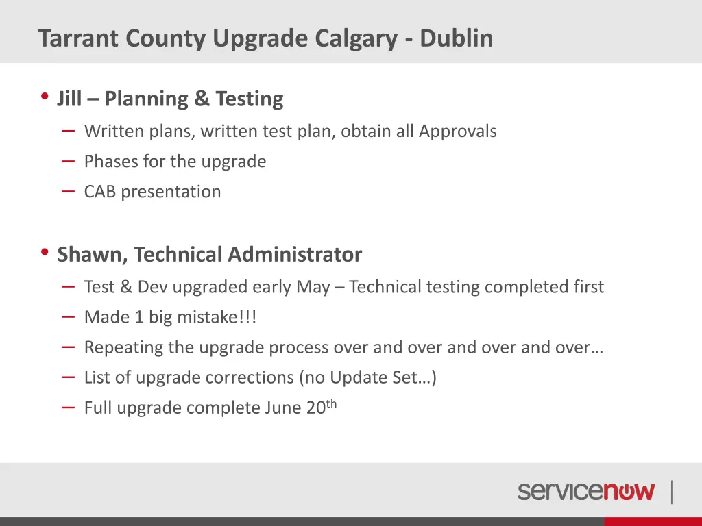 tarrant county upgrade calgary dublin
