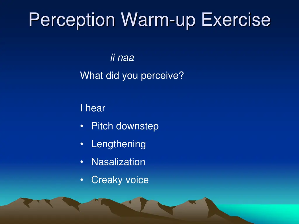 perception warm up exercise