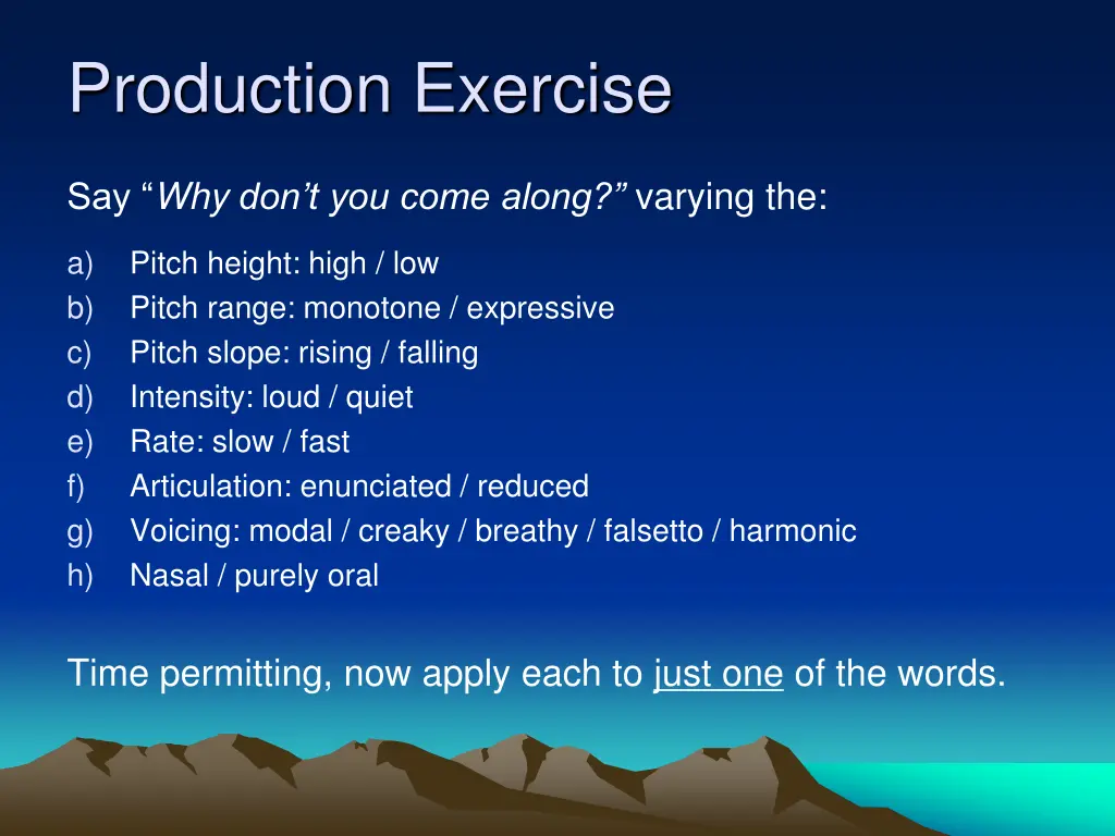 production exercise