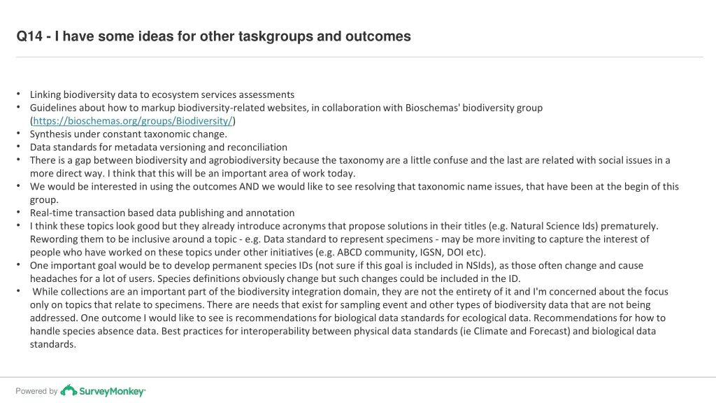 q14 i have some ideas for other taskgroups