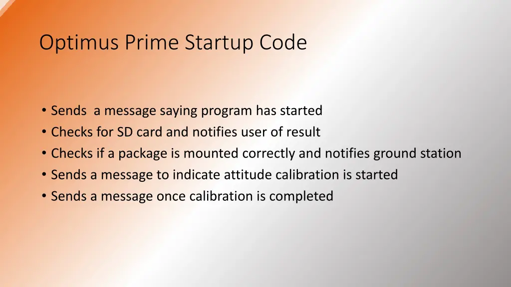 optimus prime startup code