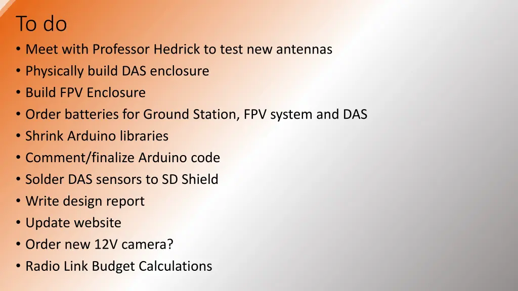 to do meet with professor hedrick to test