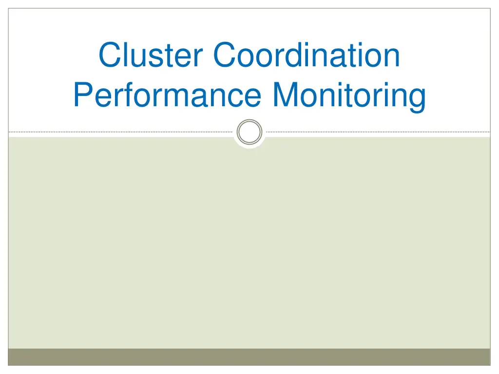 cluster coordination performance monitoring