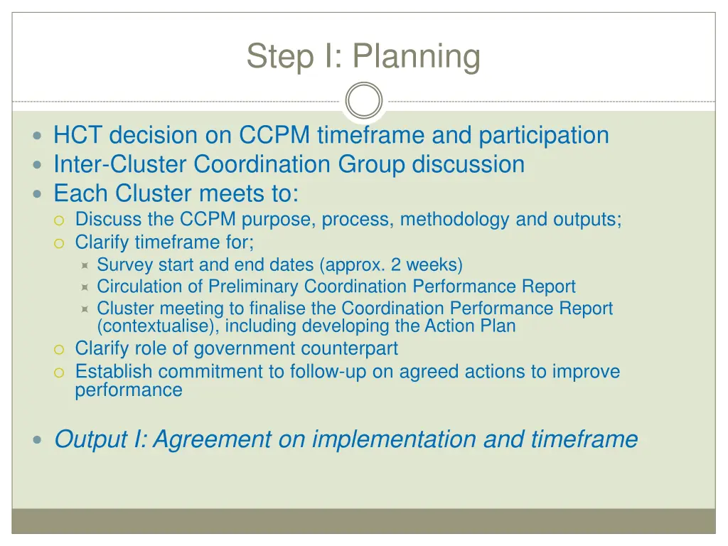 step i planning