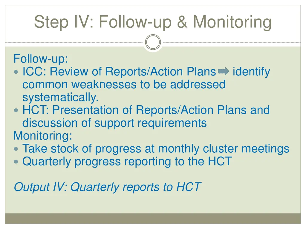step iv follow up monitoring