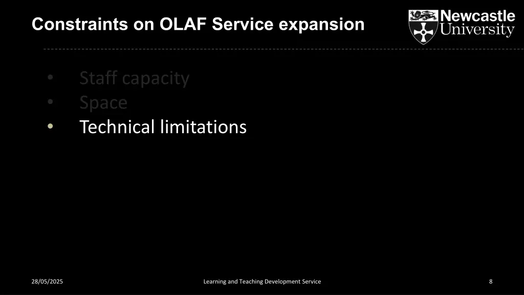constraints on olaf service expansion 2