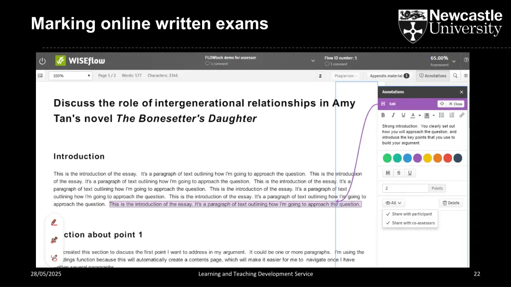 marking online written exams