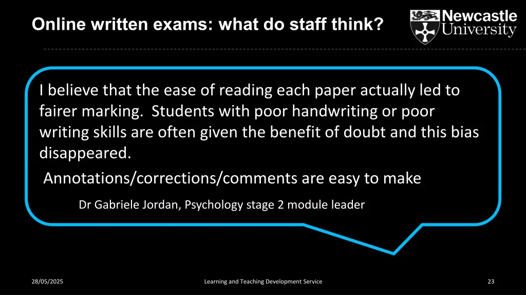 online written exams what do staff think