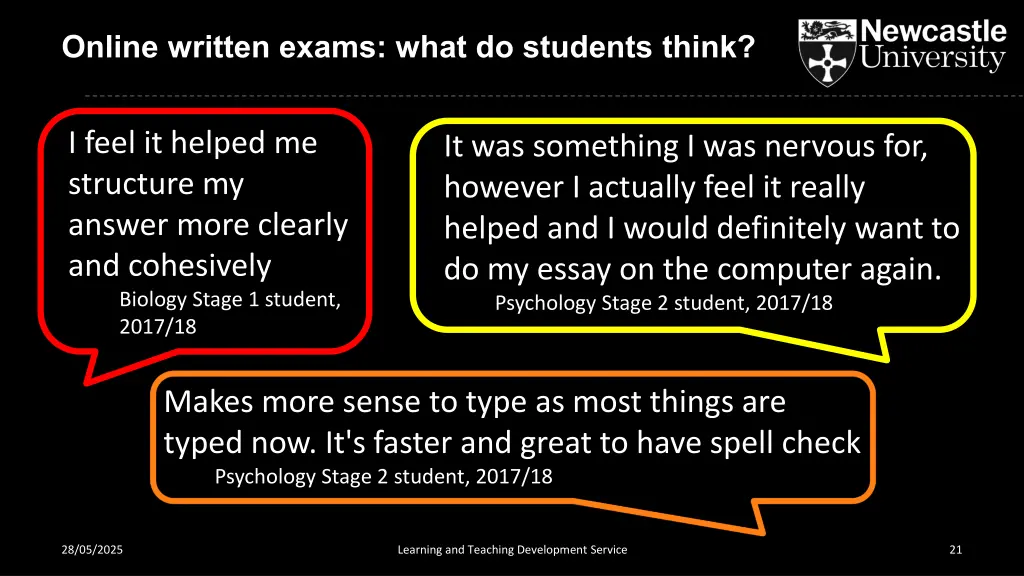 online written exams what do students think