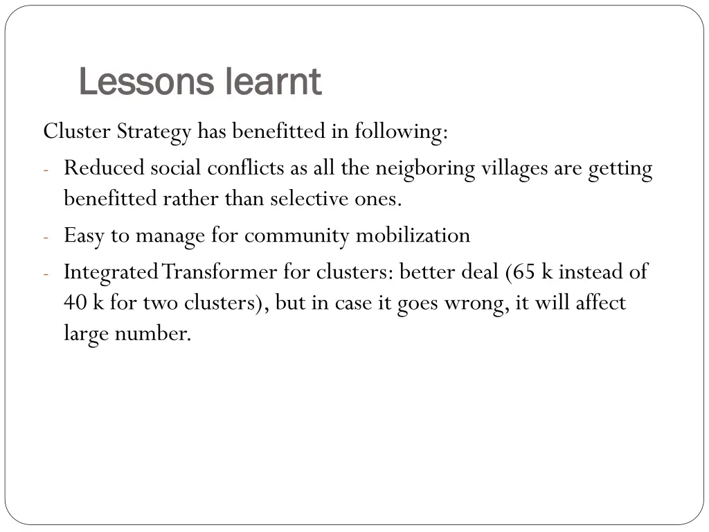 lessons learnt lessons learnt