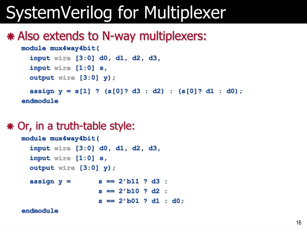 systemverilog for multiplexer 1