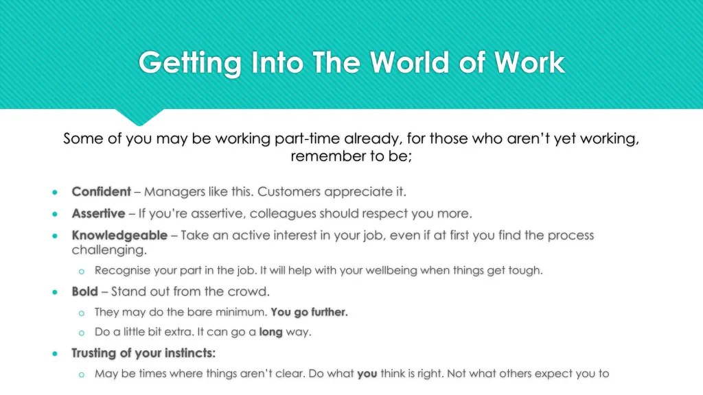getting into the world of work