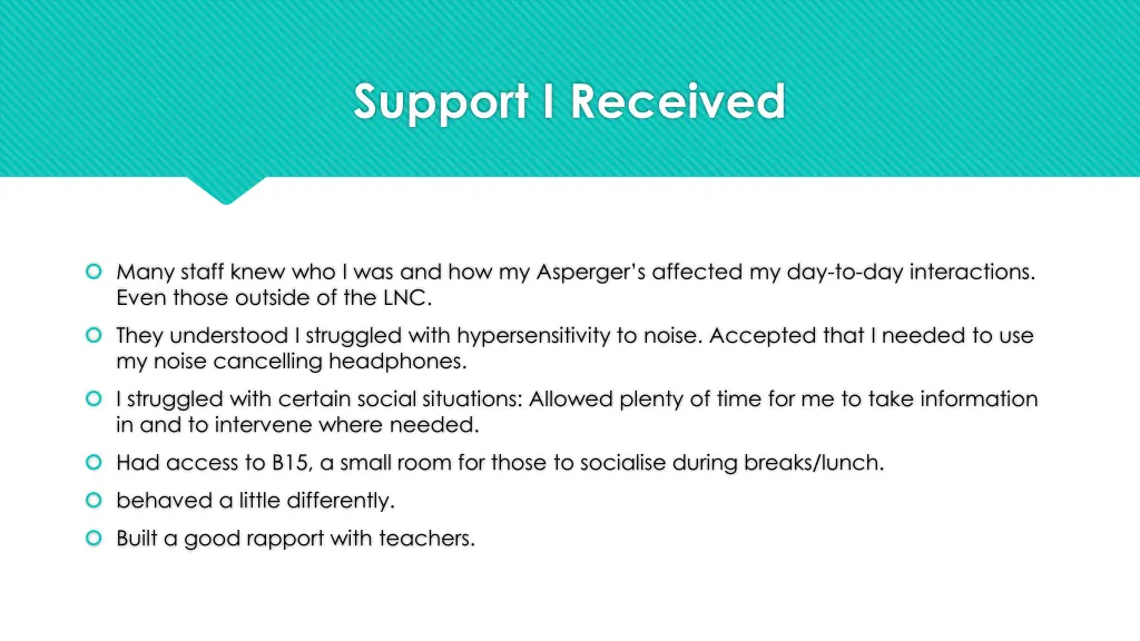 support i received