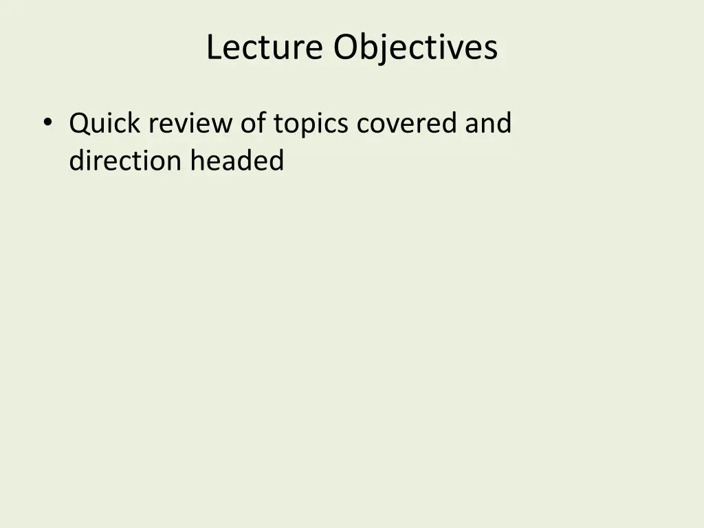 lecture objectives