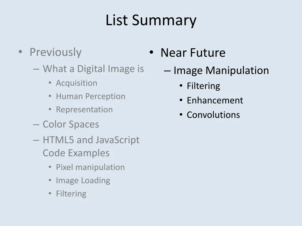 list summary 3