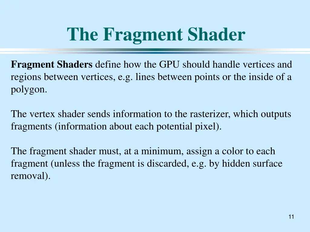 the fragment shader
