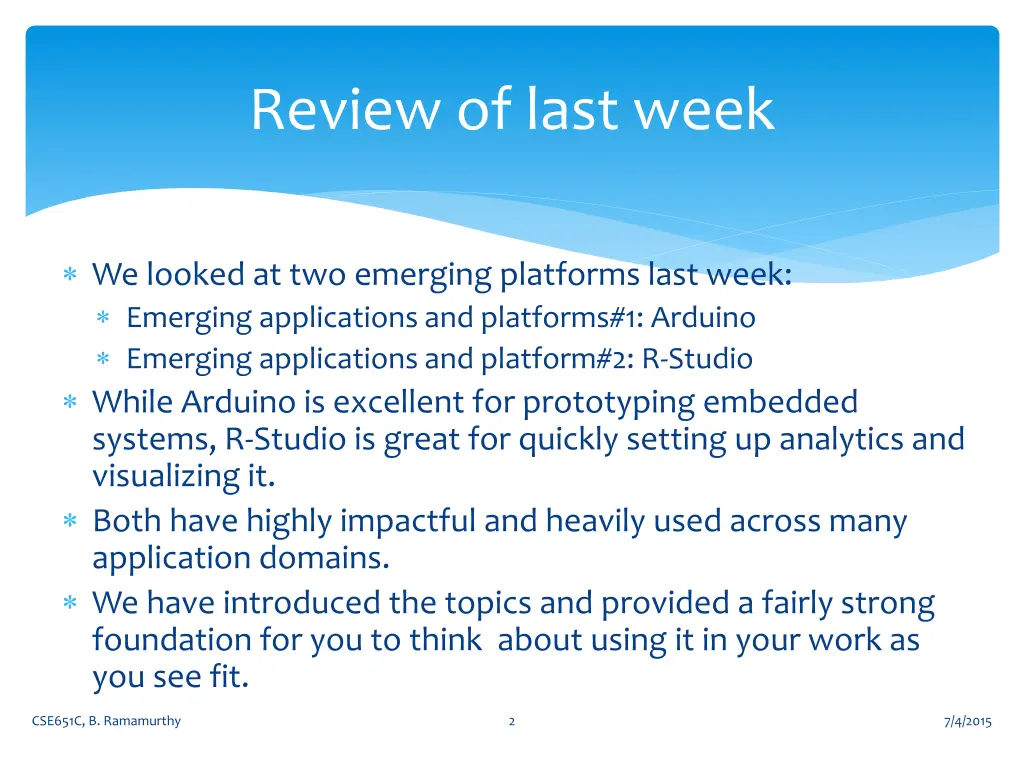 review of last week