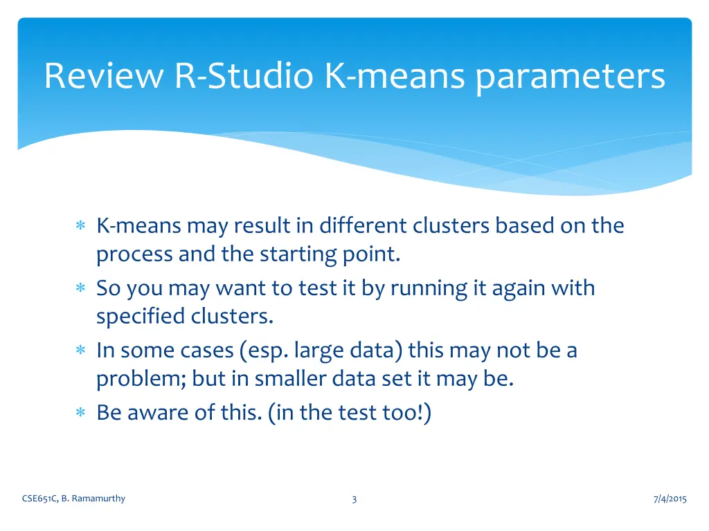 review r studio k means parameters